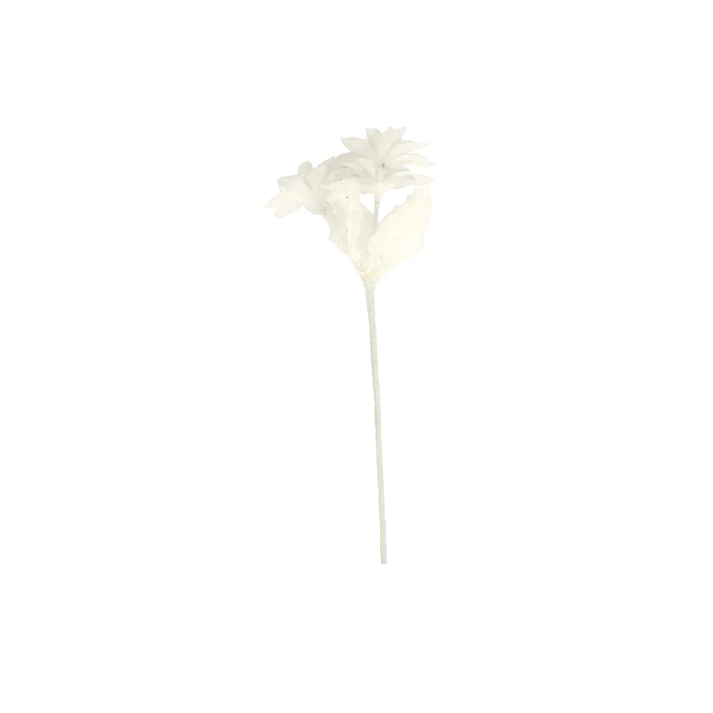 White Glitter Poinsettia Spray (H36cm)