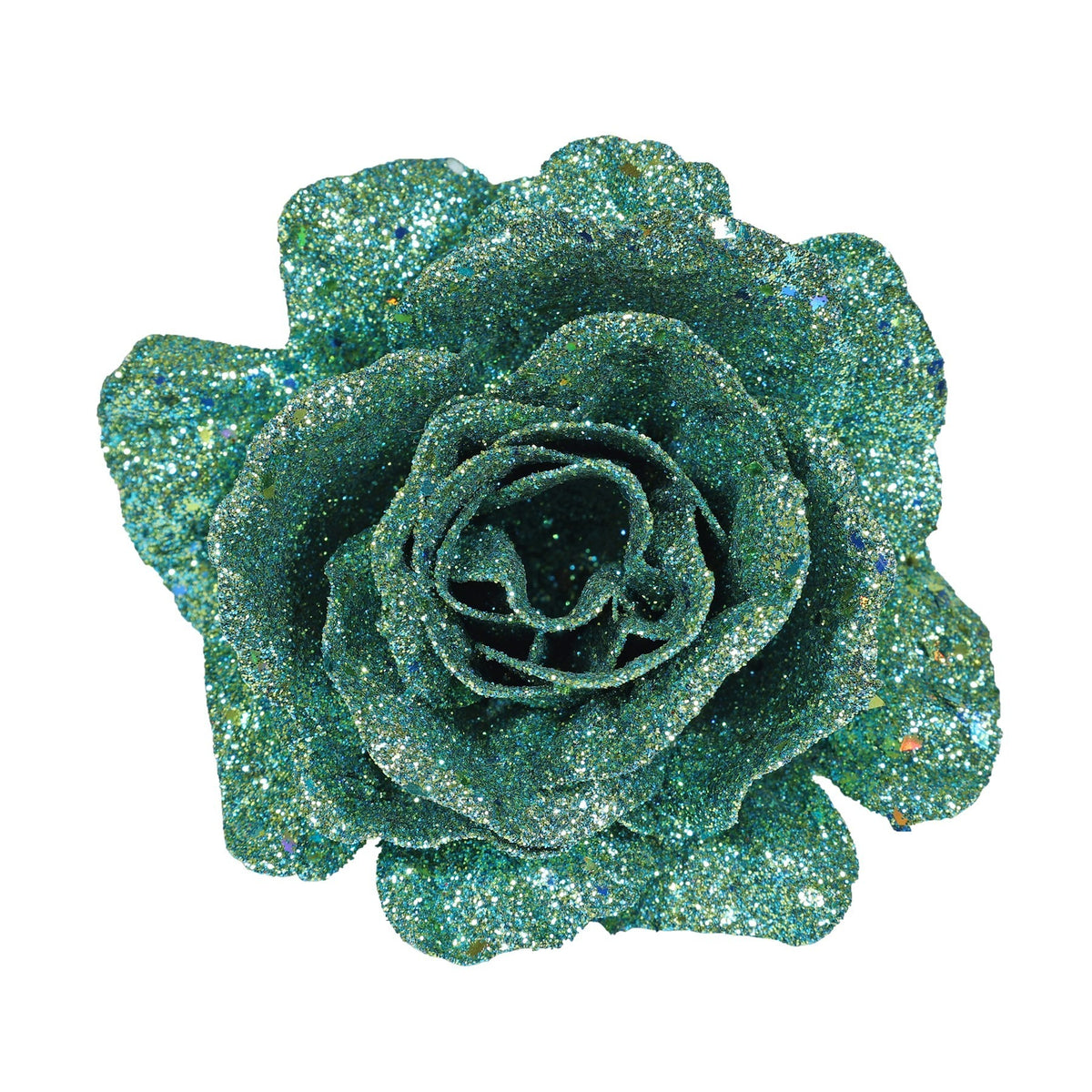 Discover the Turquoise Glitter Rose with Clip (Dia10cm) at Bristow Direct