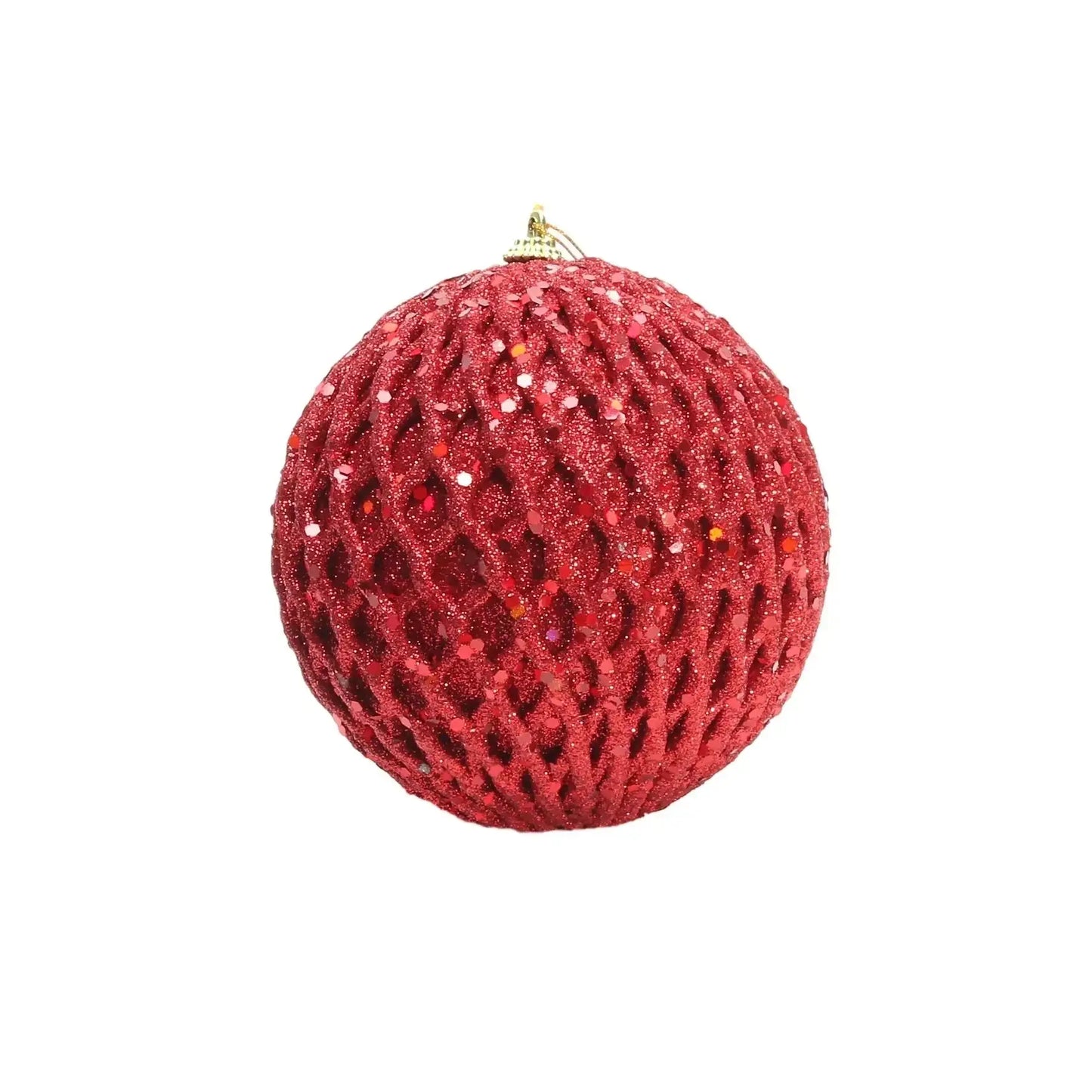 Bauble Glitter/Sequin 12cm Red