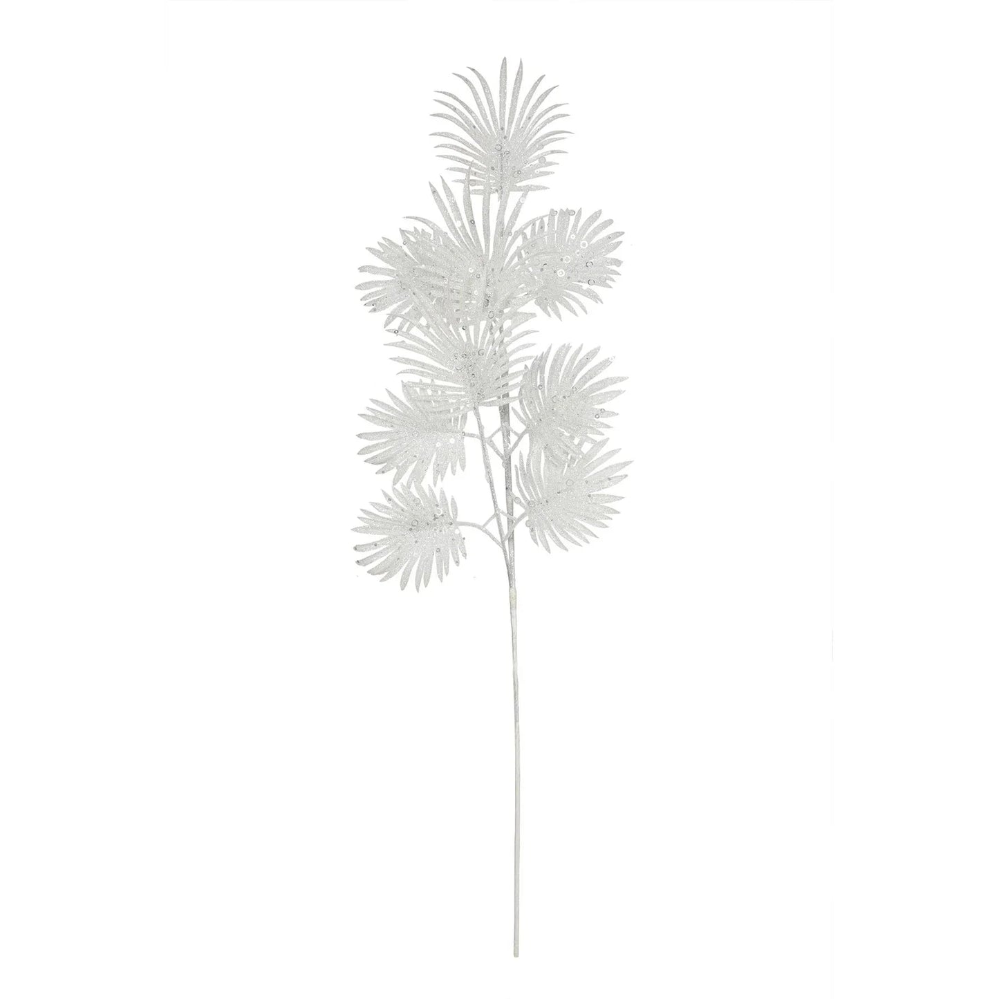 White Glitter Feather Leaf Stem (H75cm)