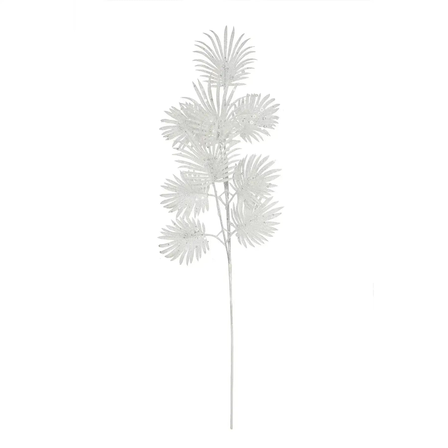 White Glitter Feather Leaf Stem (H75cm)