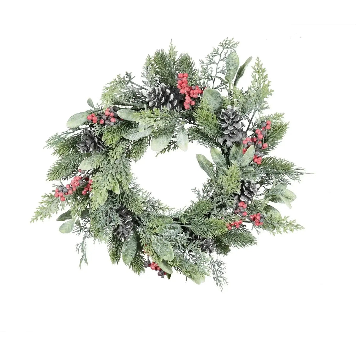 Foliage Cone and Red Berry Wreath (Dia50cm)