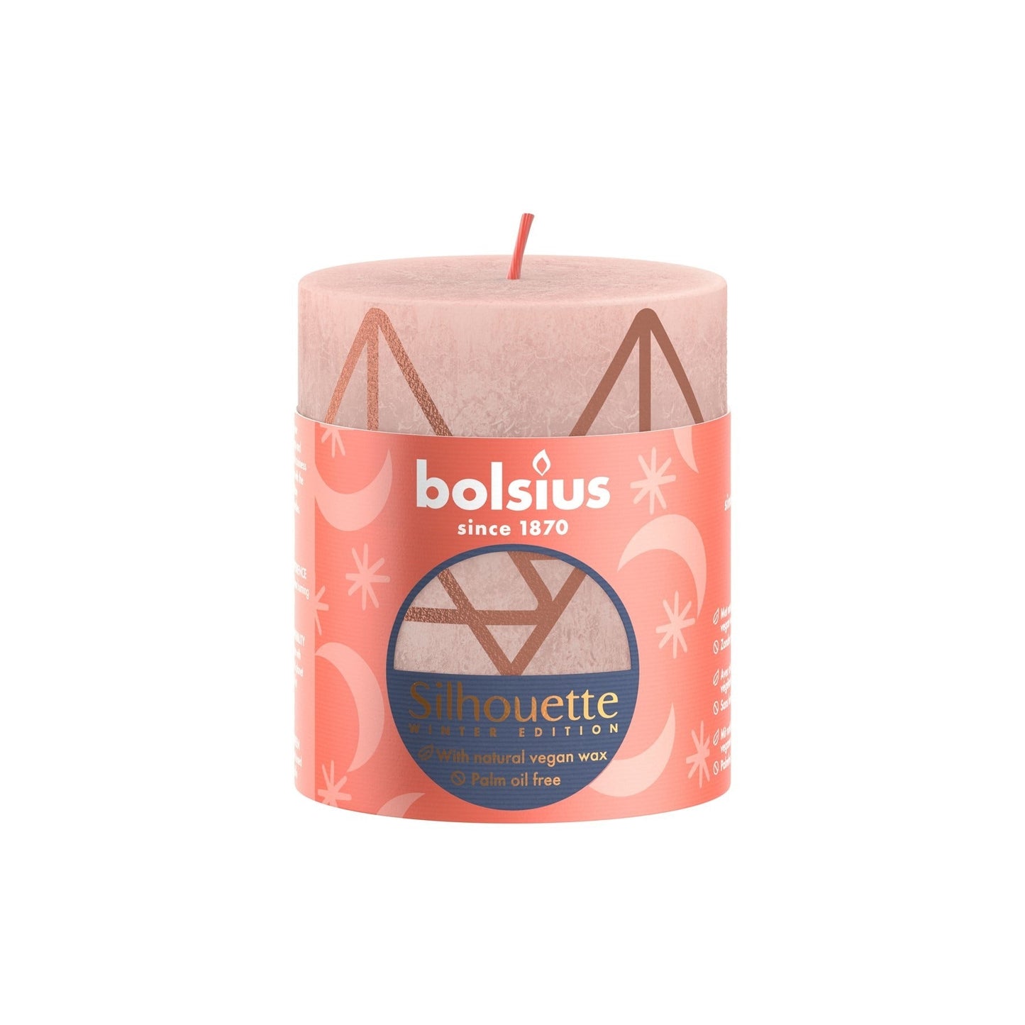 Bolsius Pink and Print Rustic Silhouette Candle (80mm x 68mm)