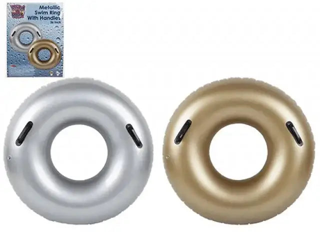 Assorted Metallic Swim Ring with Handle (36 Inch)