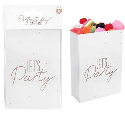 Gold and White Sweet Bags (Pack of 6)
