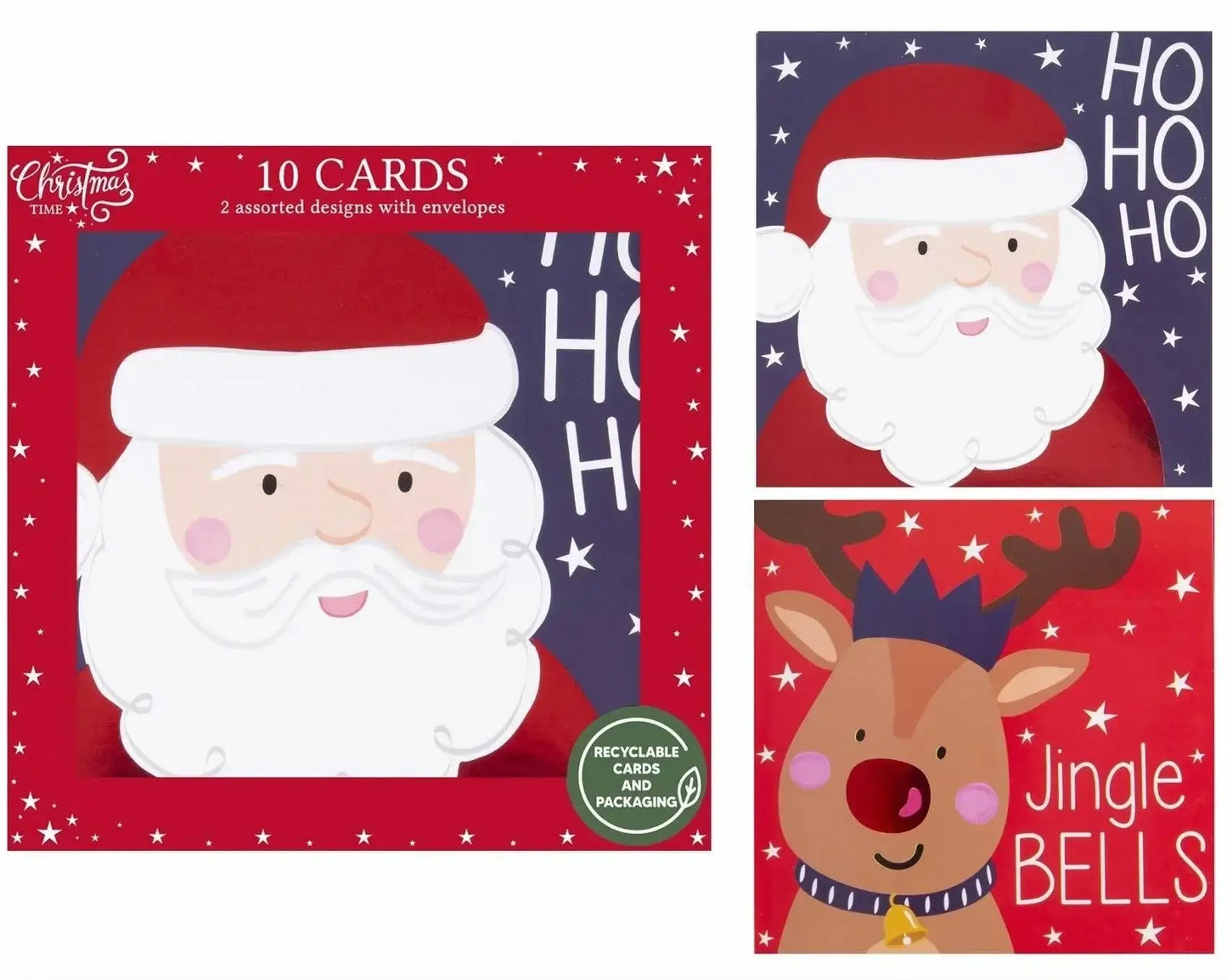Santa and Rudolf Cards (Pack of 10)