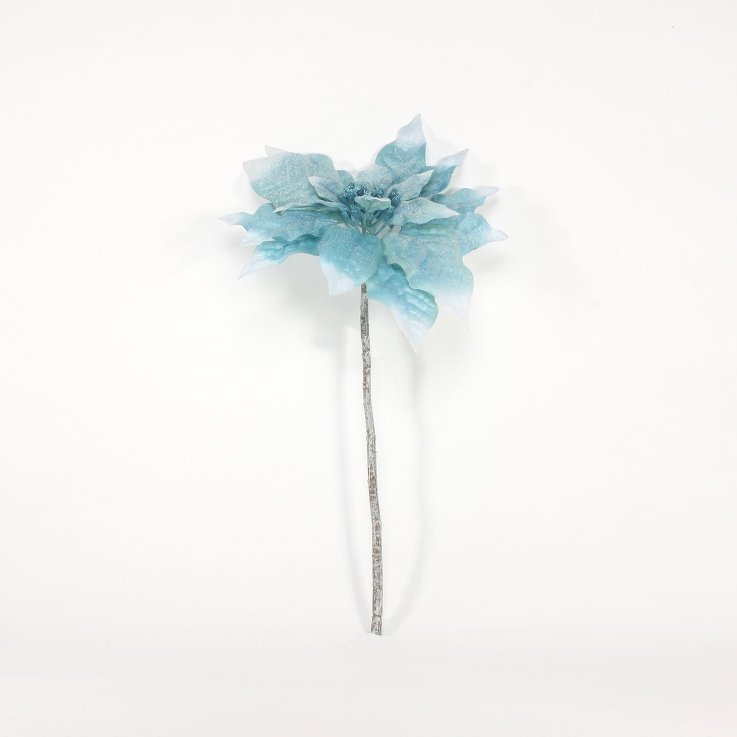 Aqua Glitter Rose Spray (47cm)