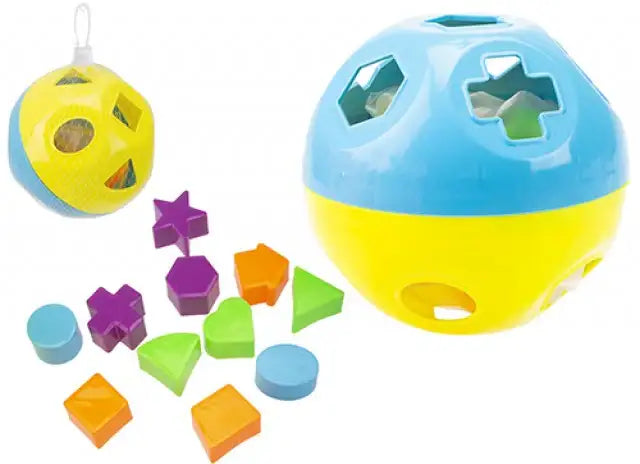 Colorful shape sorter toy with geometric blocks for toddler learning and play