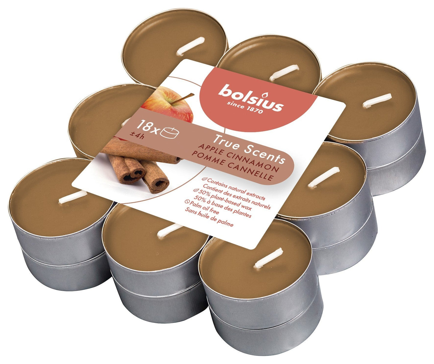 Fragranced Tealight Apple and Cinnamon (Pack of 18)