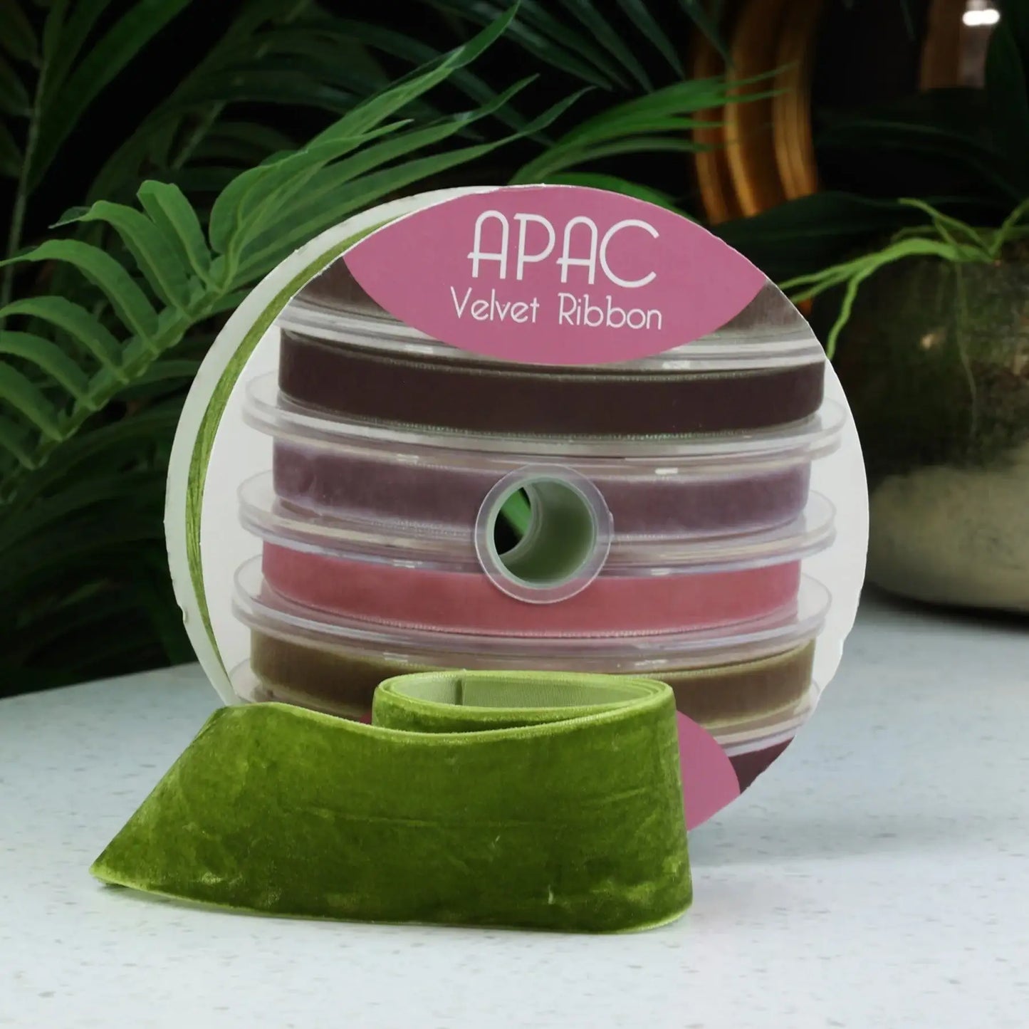 APAC velvet ribbon set in assorted colors, perfect for gift wrapping and home décor accents