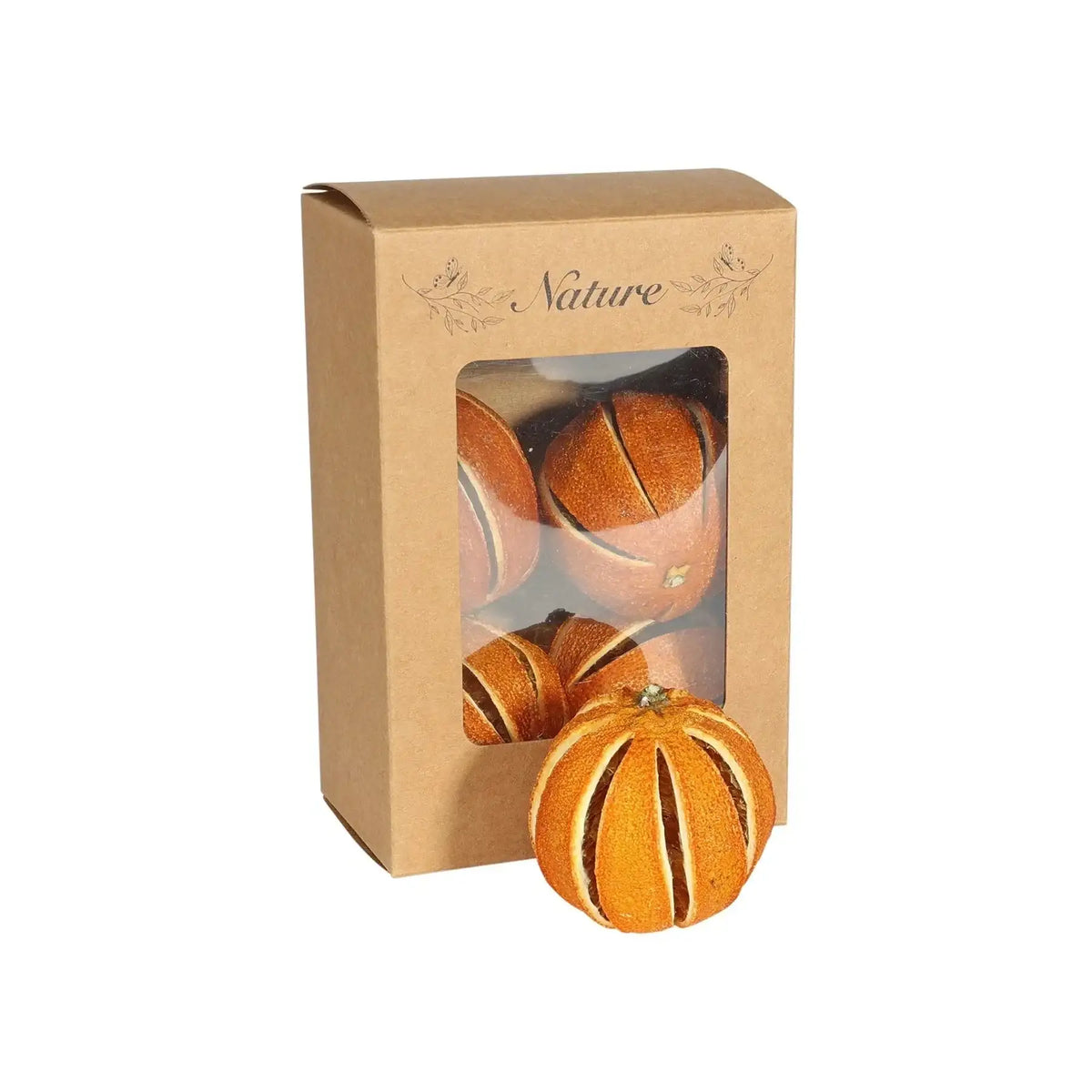 Dried orange slice ornaments in rustic kraft box, natural home décor for gifts & celebrations