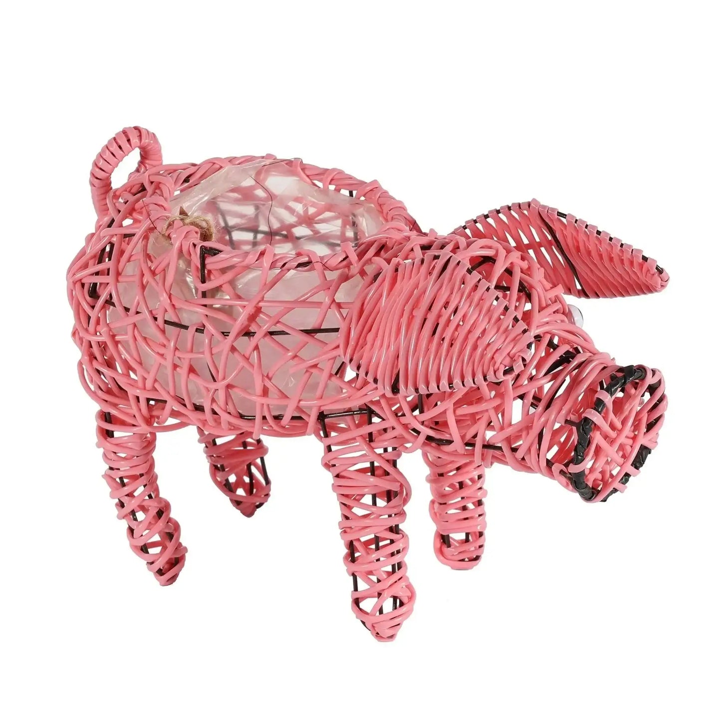 Pink / Black Wire Pig Planter