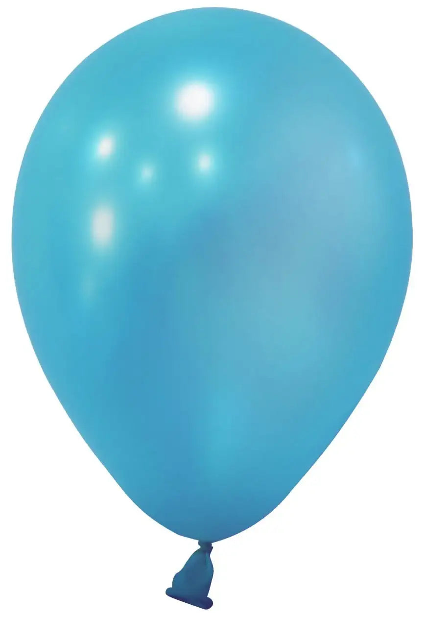 Light Blue Metallic Round Shape Latex Balloon - 5 Inch (Pk 100)