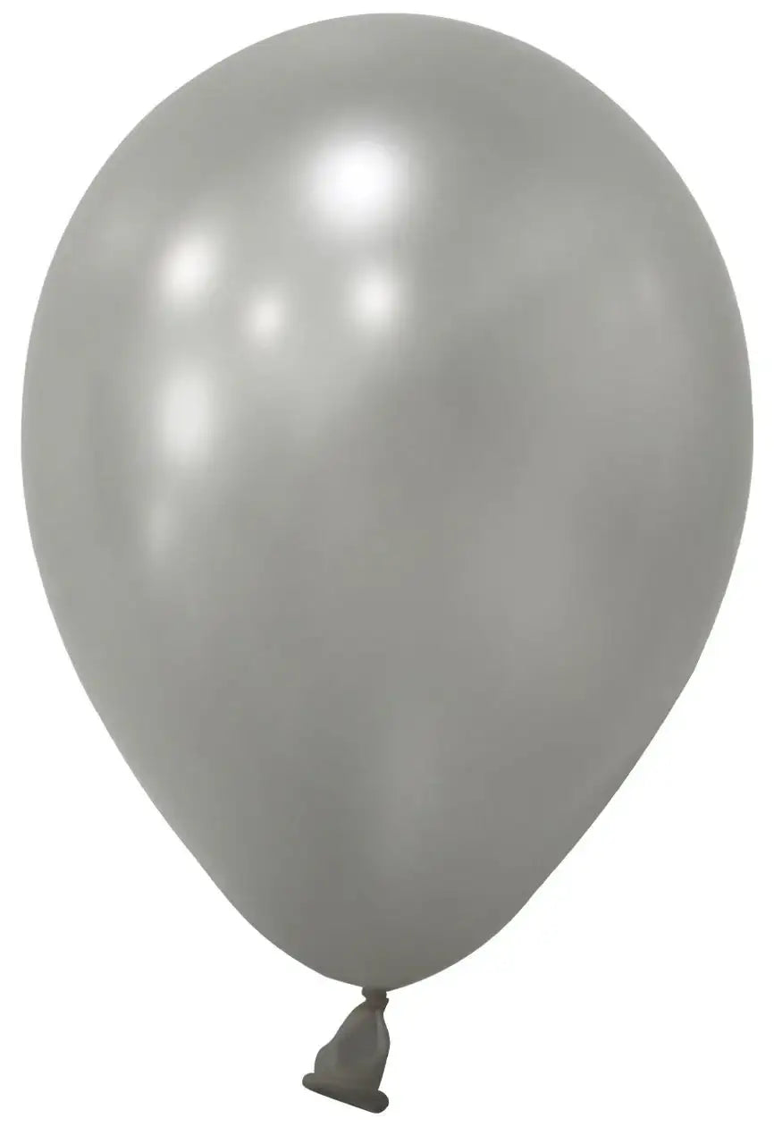 Silver Metallic Round Shape Latex Balloon - 5 Inch (Pk 100)