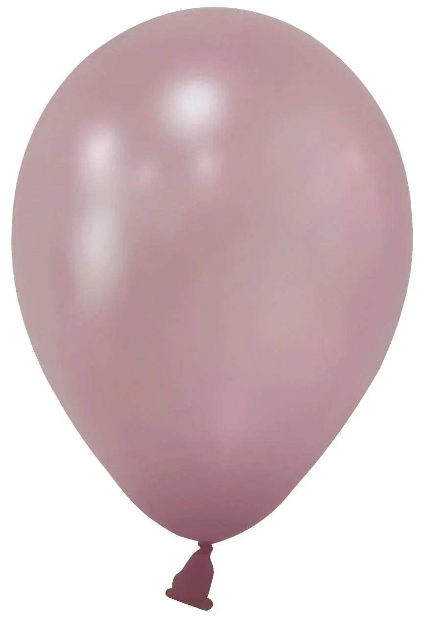 Rose Pink Metallic Round Shape Latex Balloon - 5 inch (Pk 100)