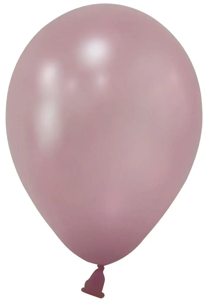 Rose Pink Metallic Round Shape Latex Balloon - 5 Inch (Pk 100)