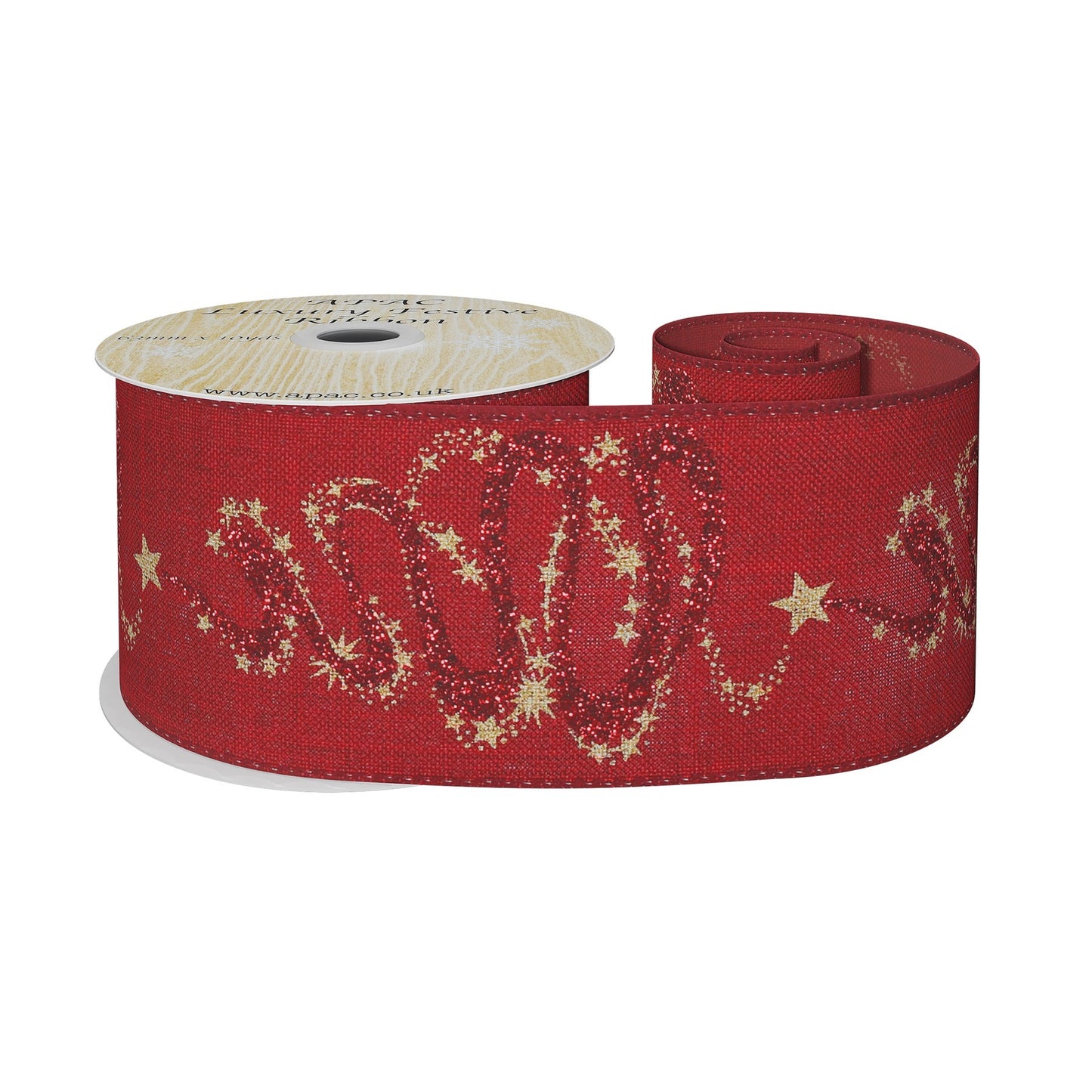 Burgundy Ribbon with Christmas Star and swirl Design