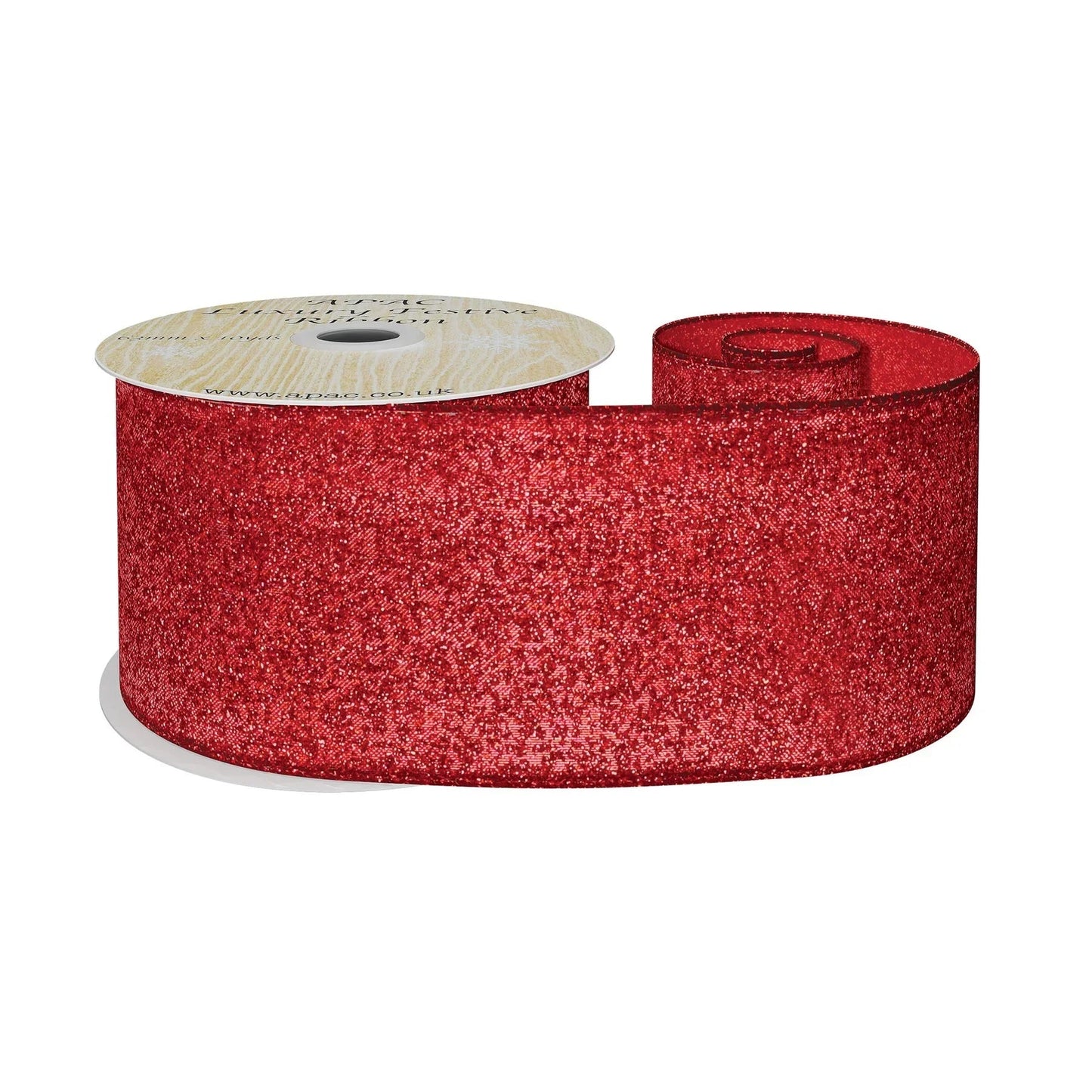 Red Glitter Ribbon (63mm x 10yd)