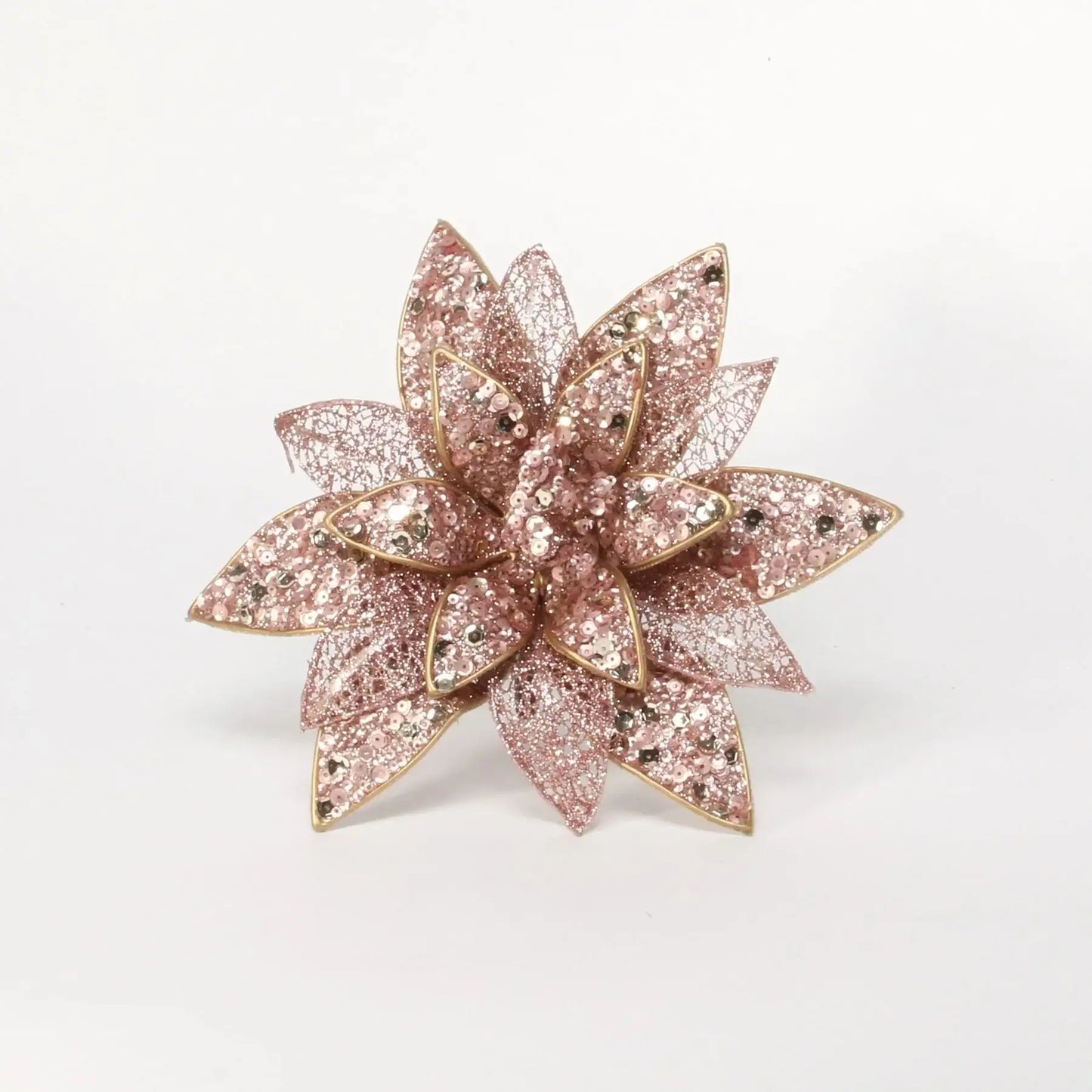 Rose Gold Christmas Flower with Clip (22cm)