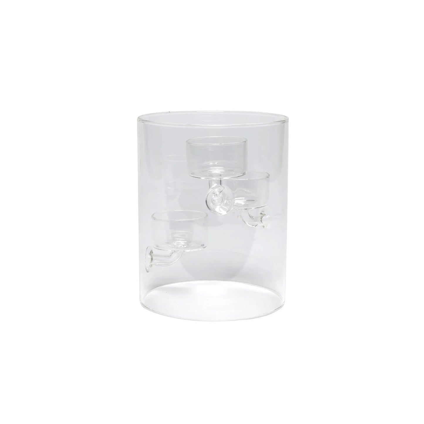 Glass Cylinder Vase with 3 Cups (15cm)