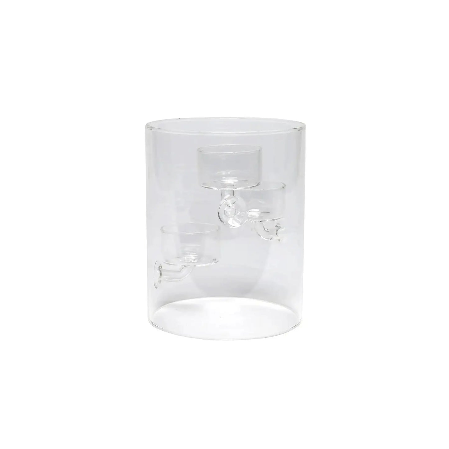 Glass Cylinder Vase with 3 Cups (15cm)
