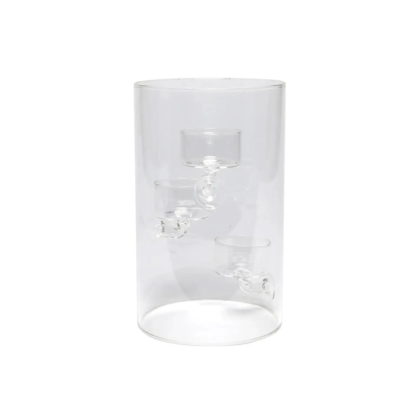 Glass Cylinder Vase with 3 Cups (20cm)