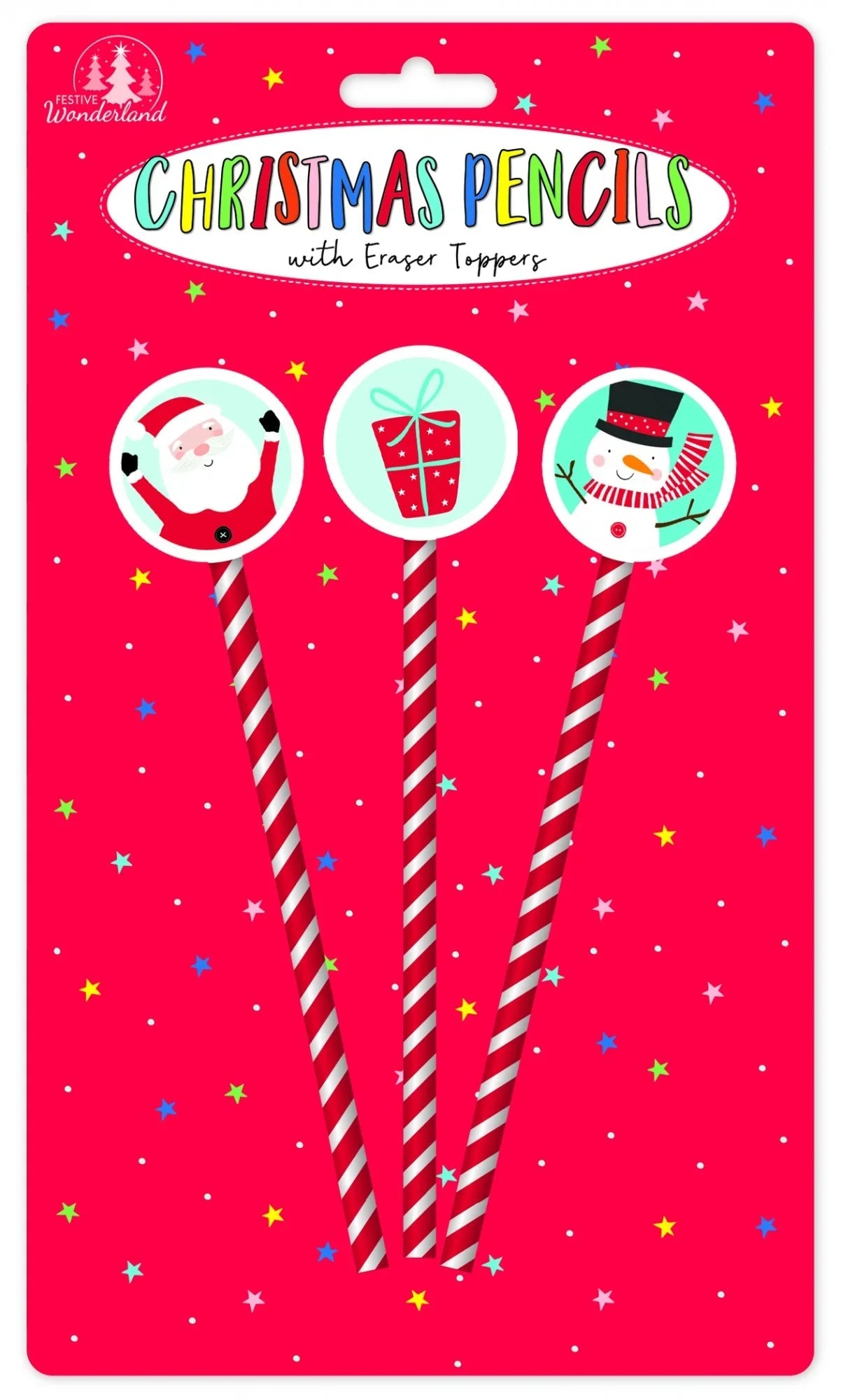 Christmas Pencils with Toppers (Pack of 3)