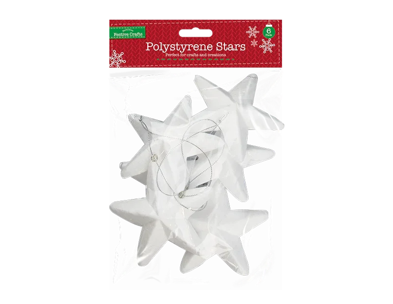 Hanging Polystyrene Stars (Pack of 6)