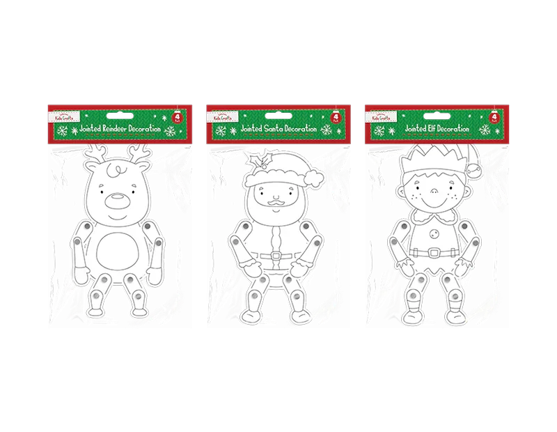 Christmas Jointed Card Decorations (Assorted Pack of 4)