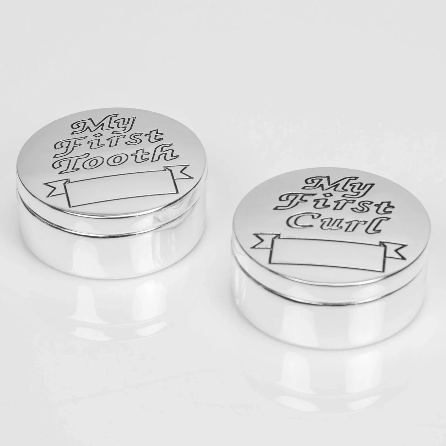 Silverplated First Tooth & First Curl Boxes by Juliana