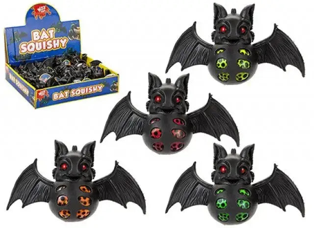 Black Bat Squishy with Neon Bead Toy