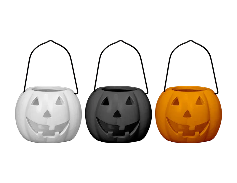 Halloween Pumpkin Tealight Holder with Handle (10cm)