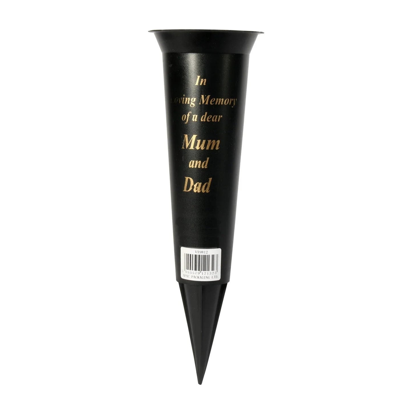 Black Spike Mum & Dad Grave Vase 23cm