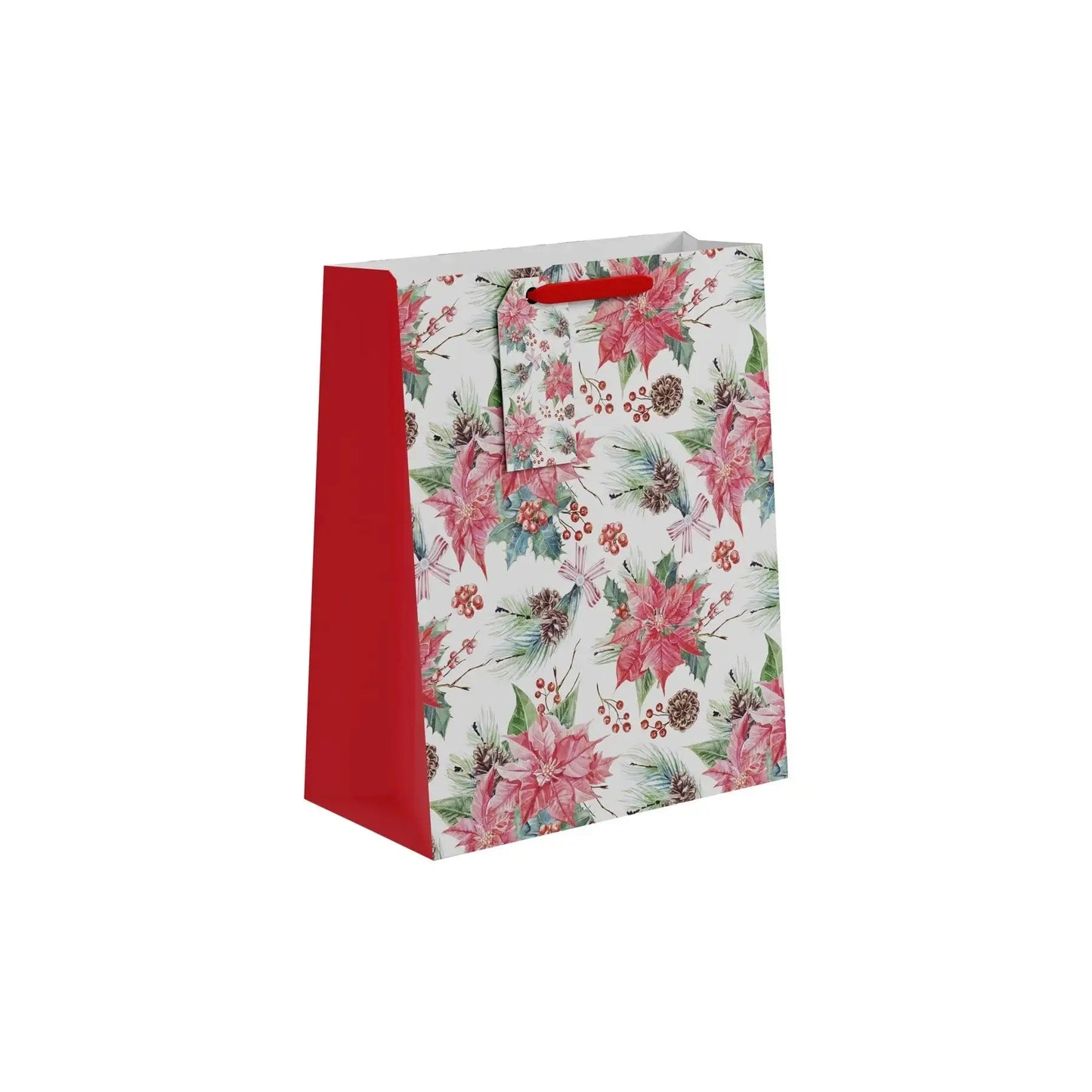 Christmas Poinsettia and Berries Gift Bag (Large)