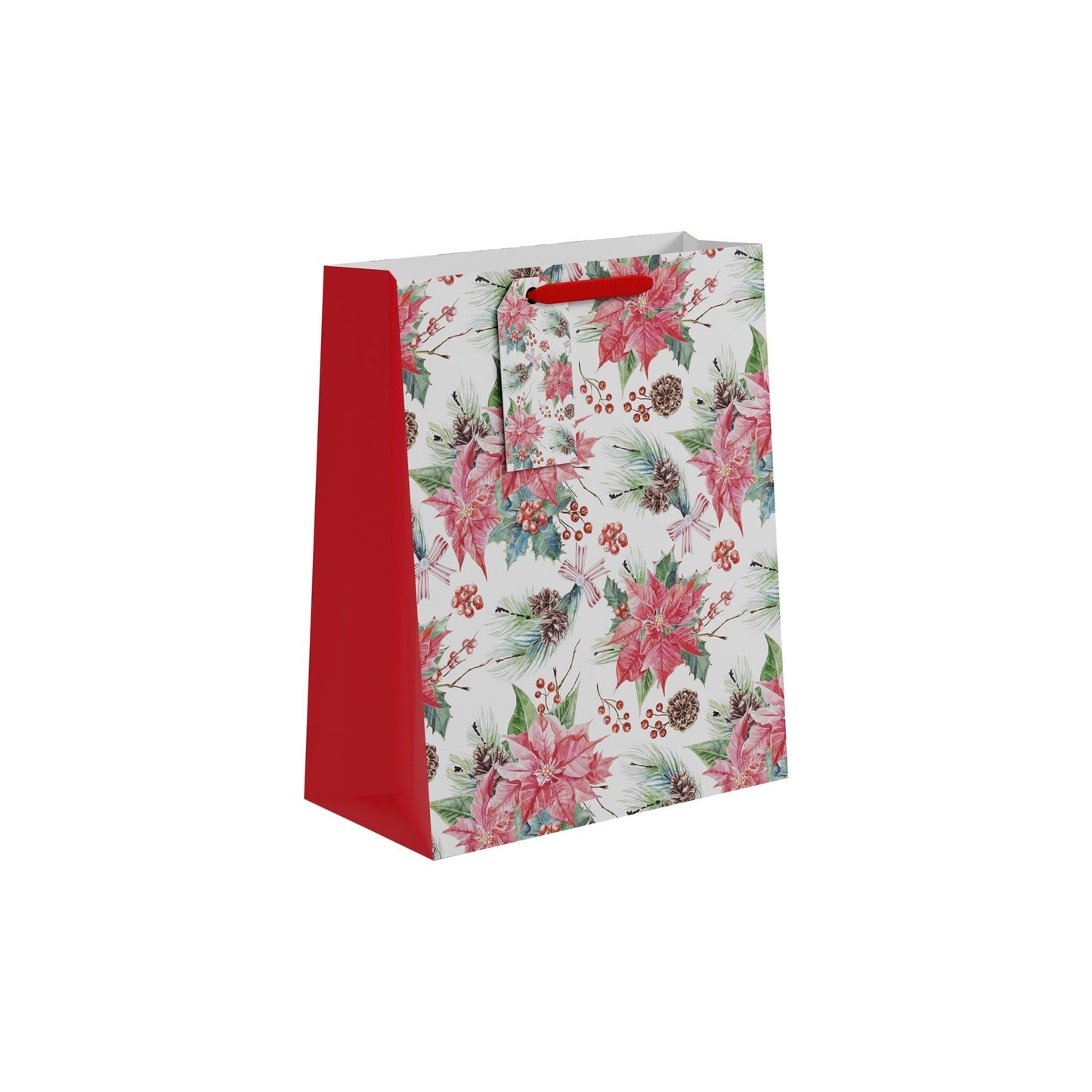 Christmas Poinsettia and Berries Gift Bag (Large)