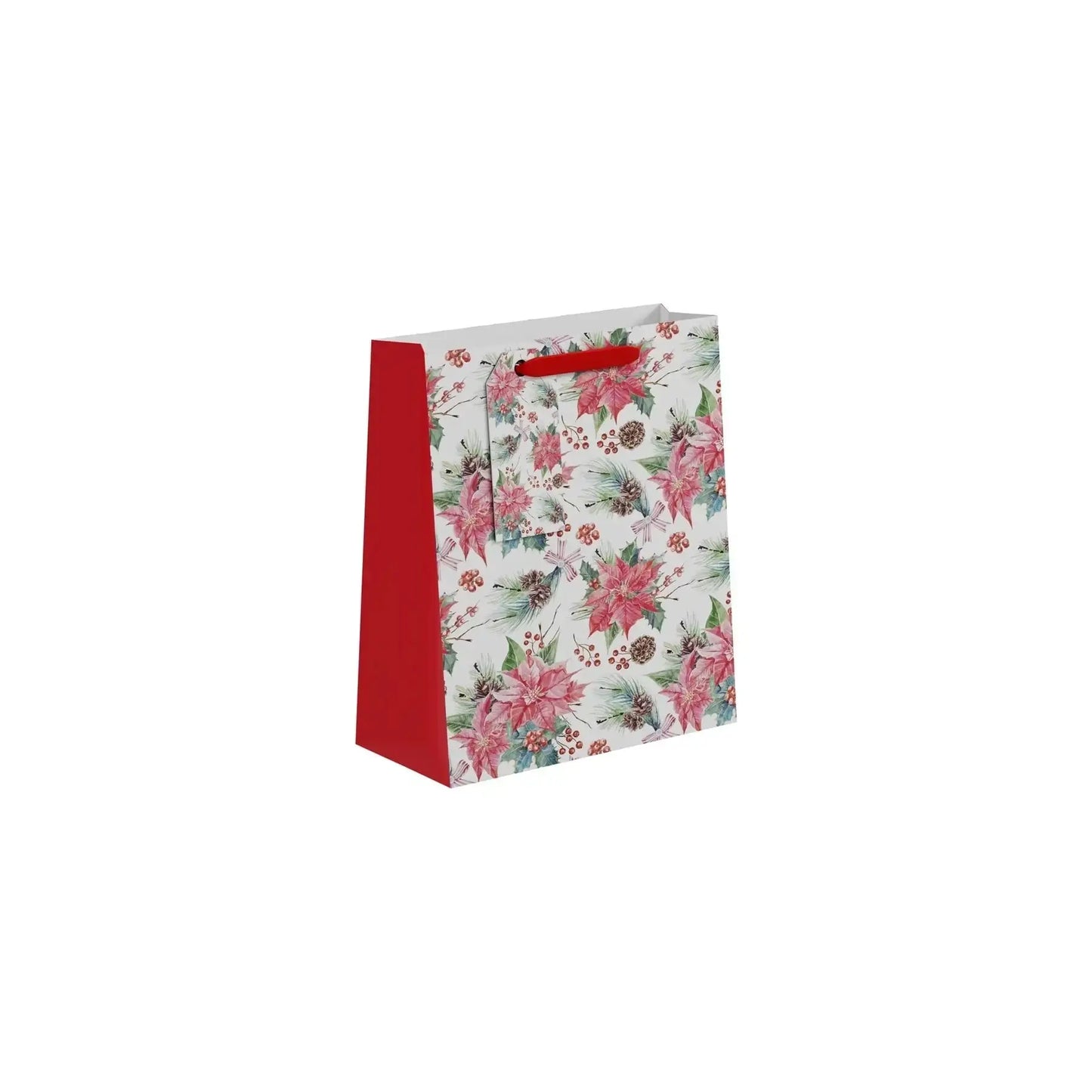 Christmas and Poinsettia Gift Bag (Medium)