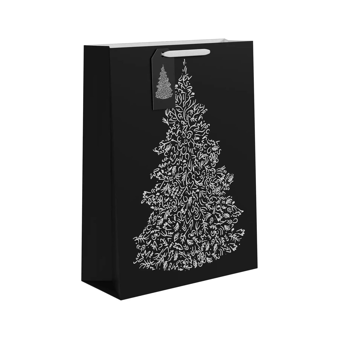 Black and White Christmas Tree Gift Bag (Extra Large)