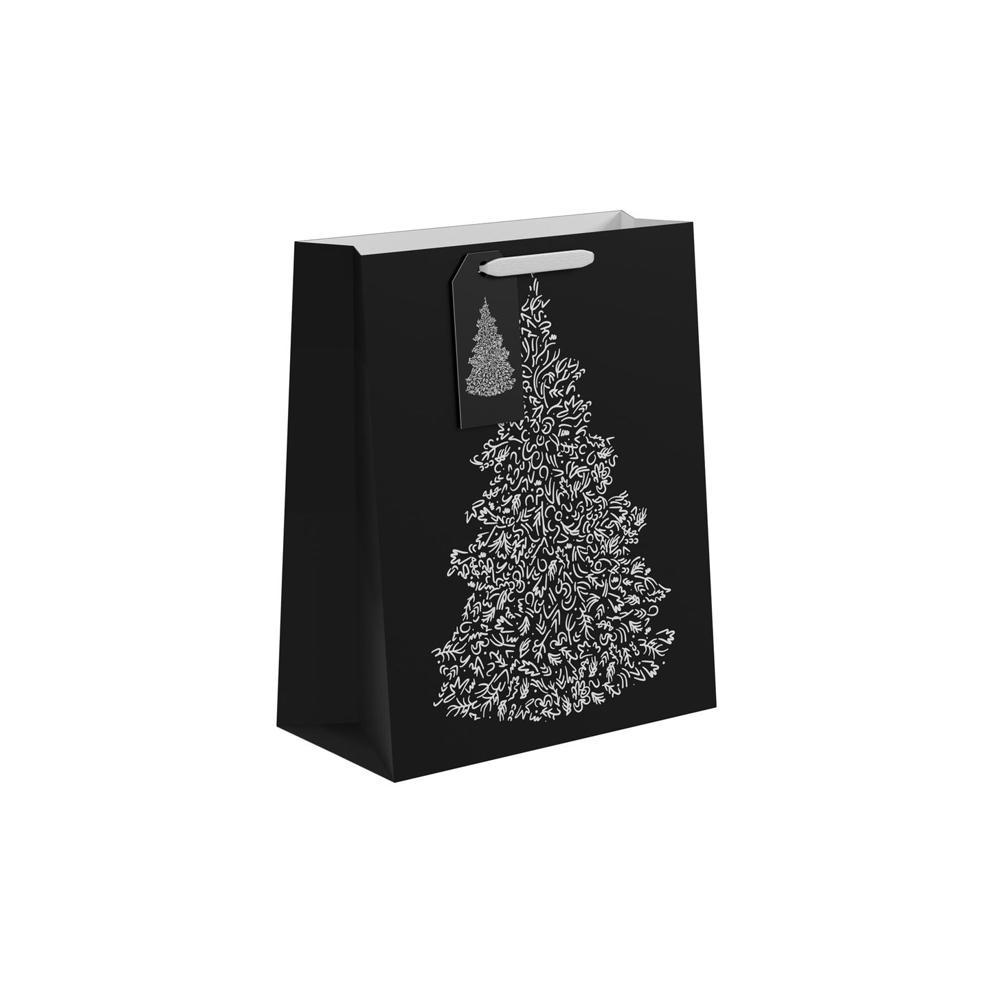 Black White Christmas Tree Gift Bag L