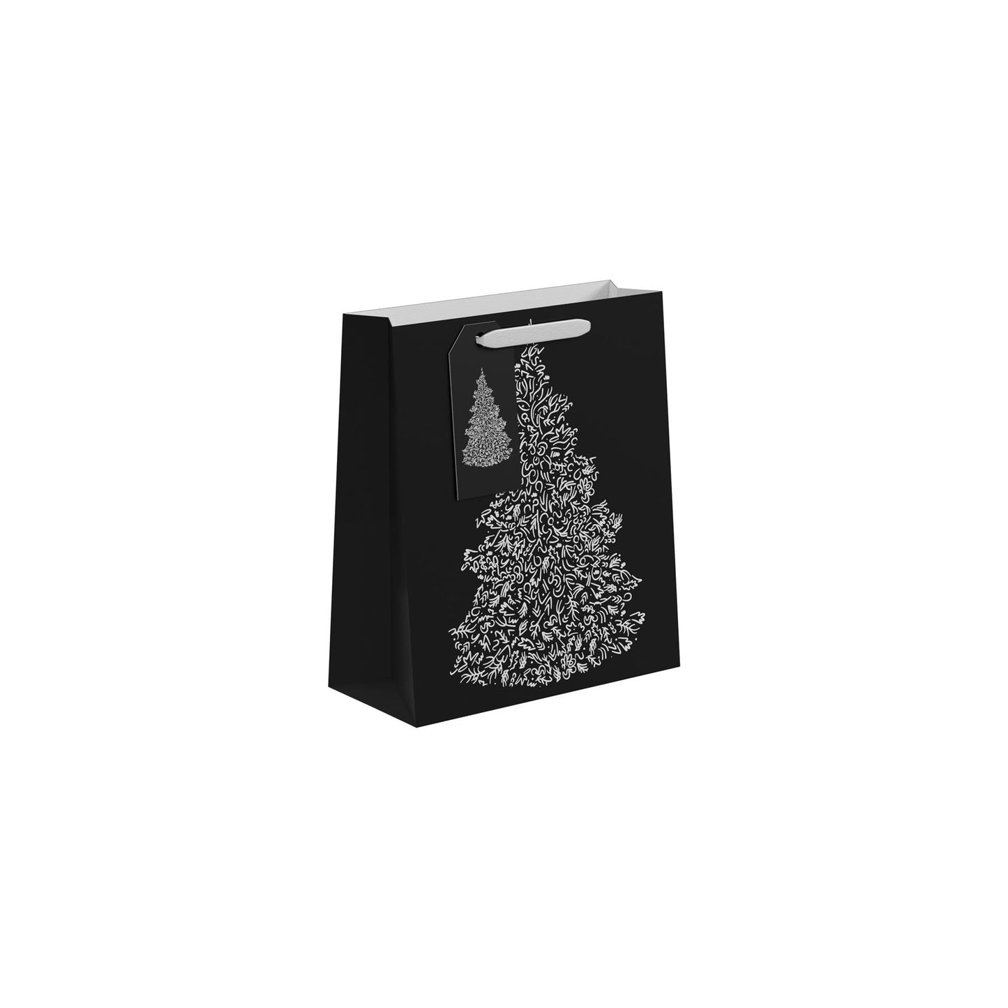 Black and White Christmas Tree Gift Bag (Medium)