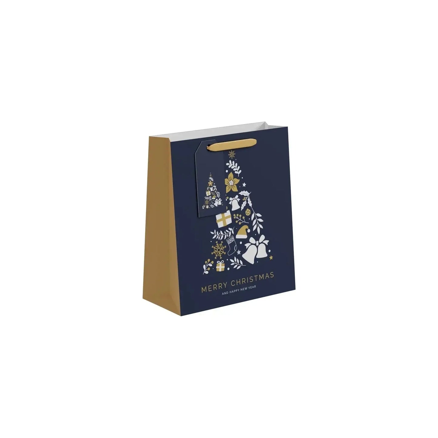Blue and Gold Christmas Tree Gift Bag (Medium)