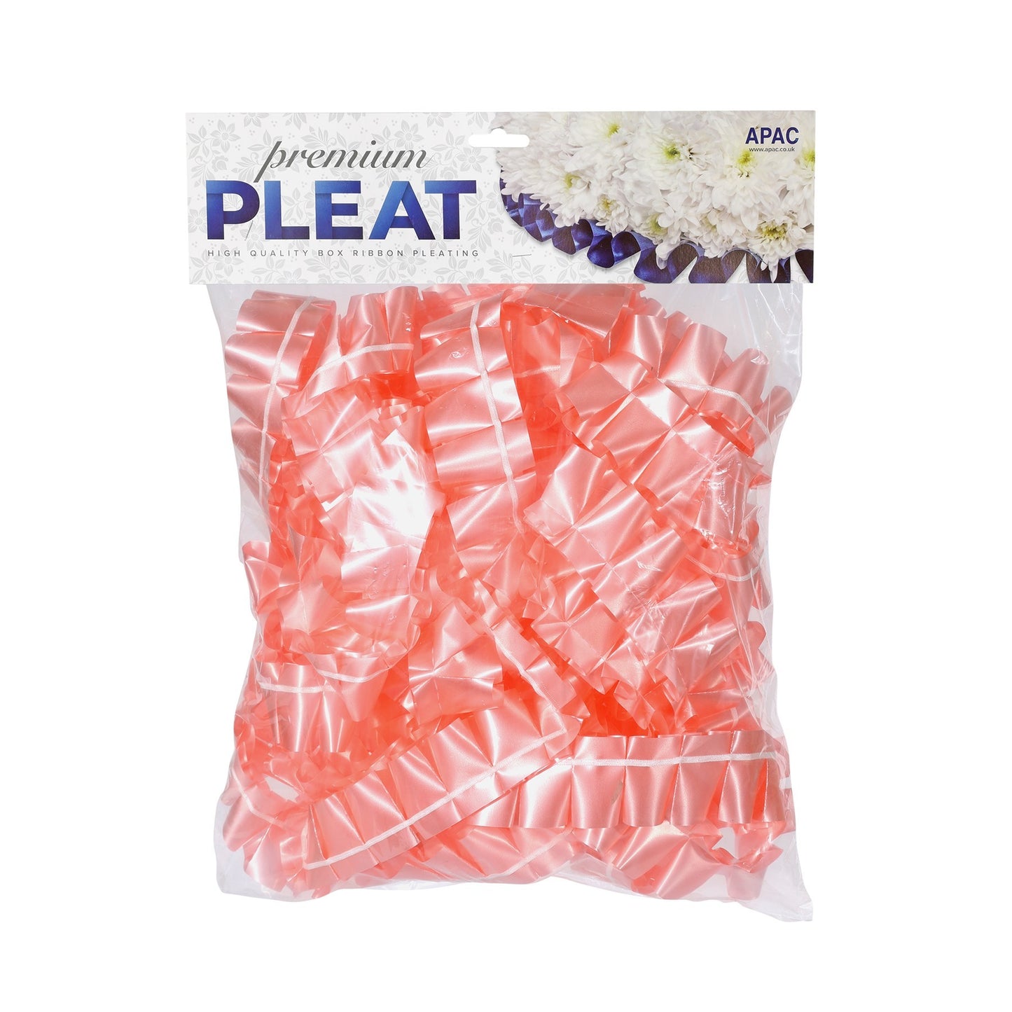 Discover the Premium Soft Pink Pleat Ribbon (50mm x 10m) at Bristow Direct