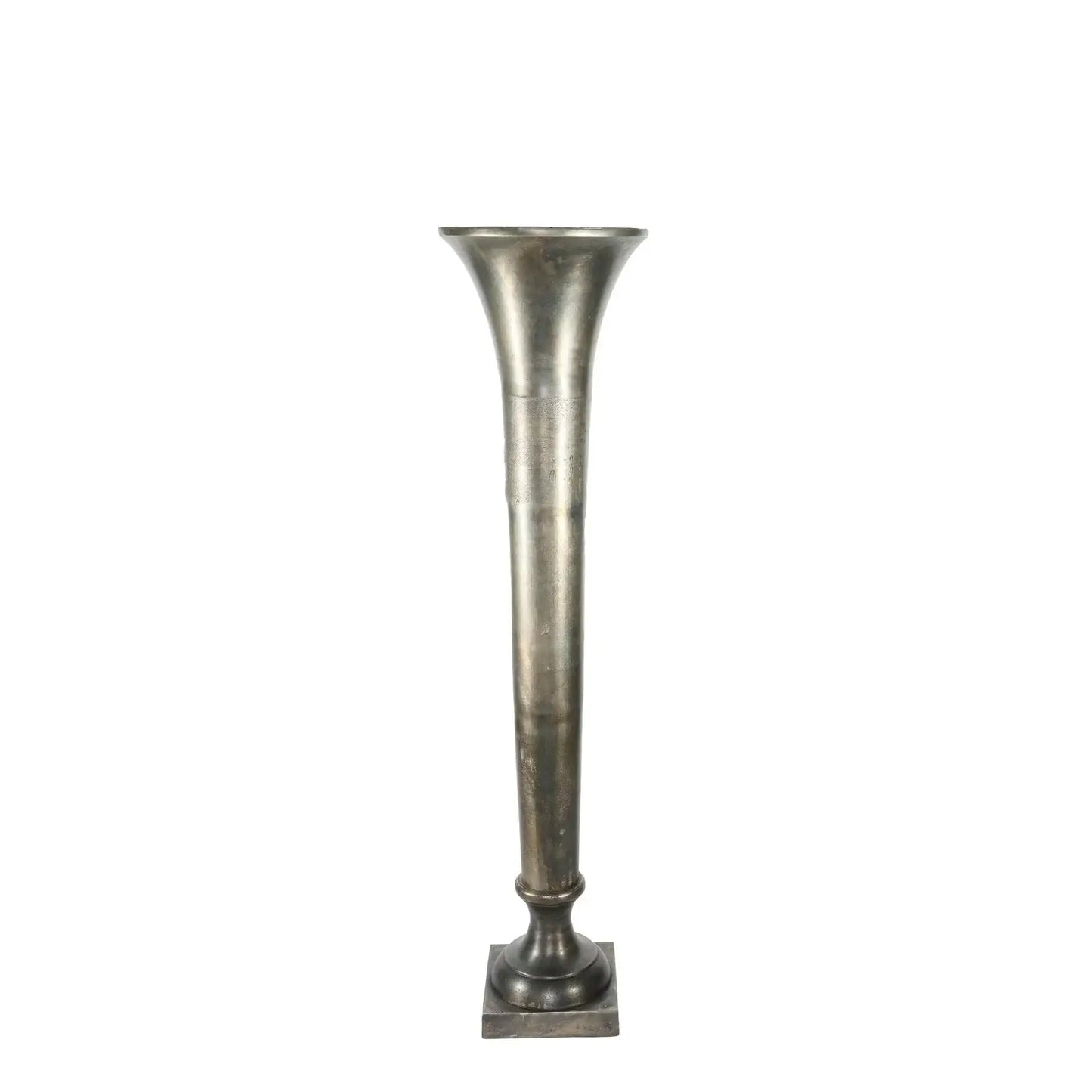 Antique Silver Poseidon Trumpet Vase (117 x 29cm)