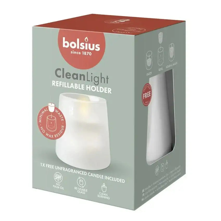 White Glass Bolsius Clean Light Starter Kit - Unfragranced - Bristow Direct