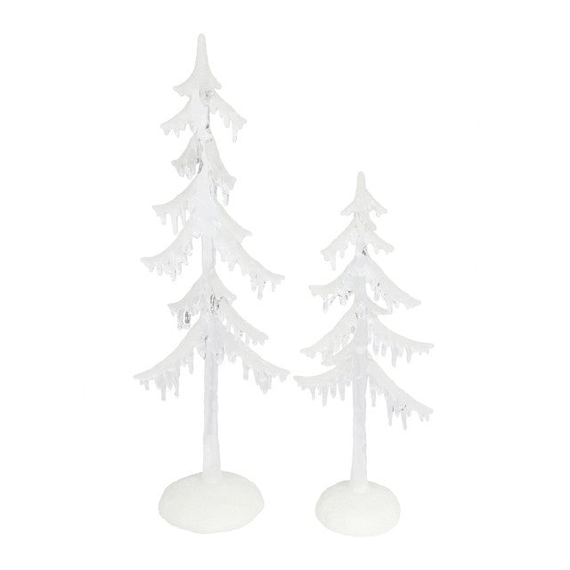 Set of 2 White Christmas Tree with Lighting (46cm/34cm)