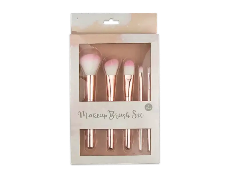 Pink Chrome Makeup Brush Set (5pcs)