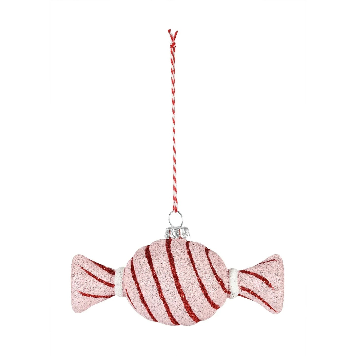 Round Candy Hanging Decoration with White Swirl - Pink (15.5cm)