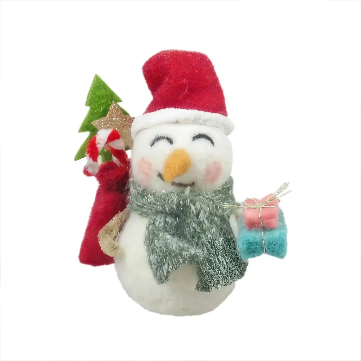 Felt Snowman with Sack and Gifts Hanging Decoration (11cm)