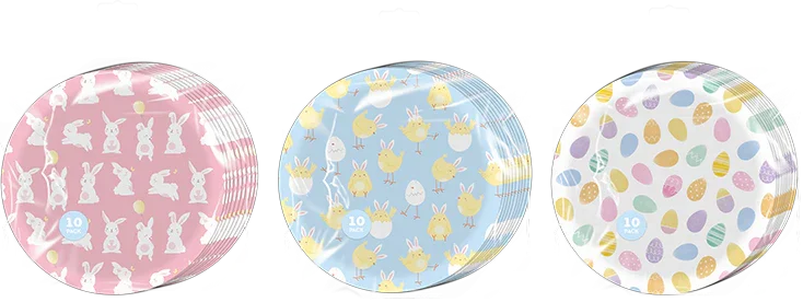 Pack of 10 Easter Printed Paper Plates (Assorted)