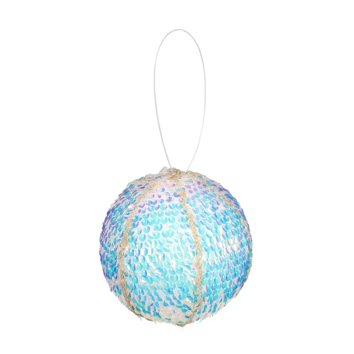 Iridescent Blue Sequin Covered Bauble (12cm)