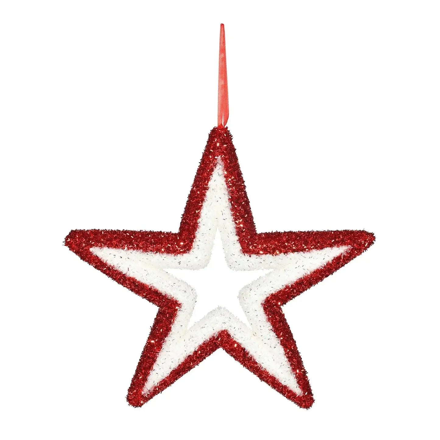 Glitter Star Hanging Decoration -Pink and White (36cm)